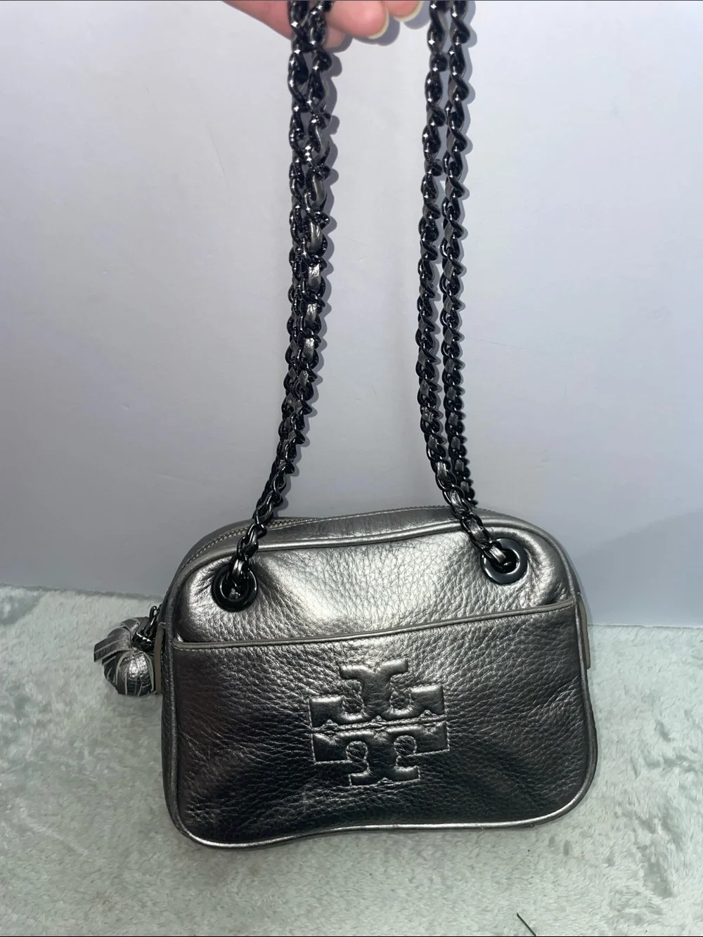 Tory Burch ‘Thea’ Metallic Leather Crossbody
